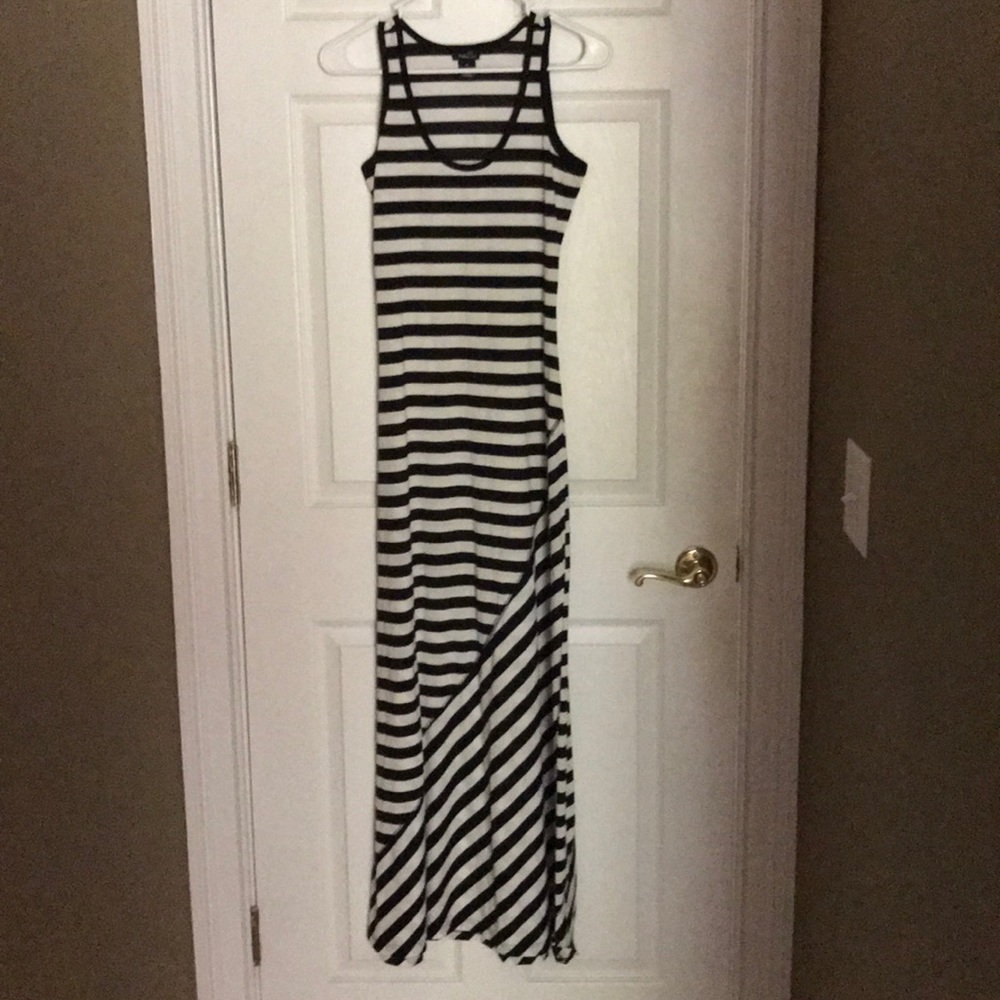 Black and white striped maxi dress